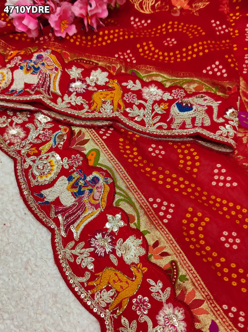 KcPc New Khaddi Georgette kalamkari Style Wth Embroidery Work DupattaTUF
