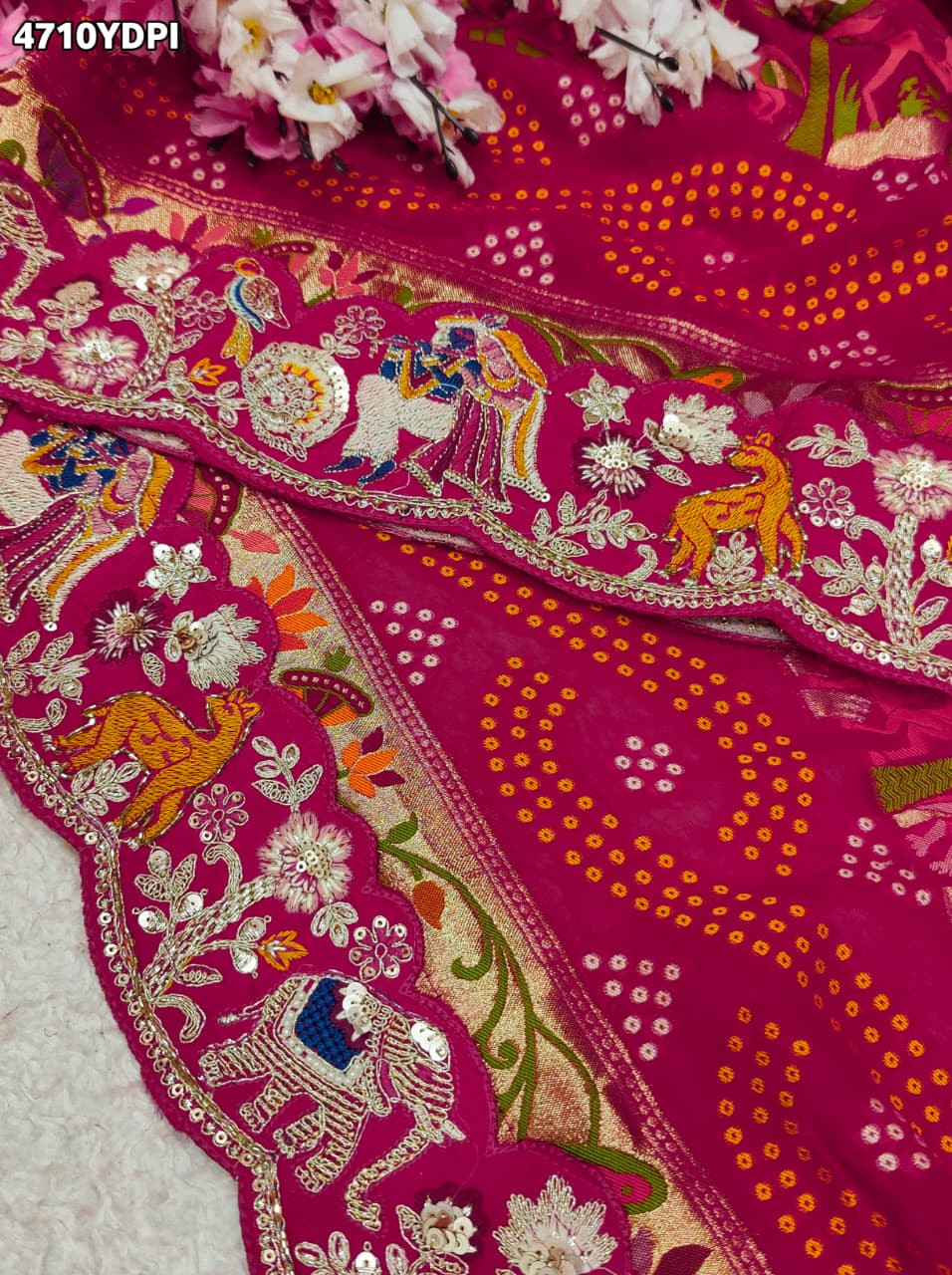 KcPc Latest Khaddi Georgette kalamkari Style Wth Embroidery Work DupattaTUF