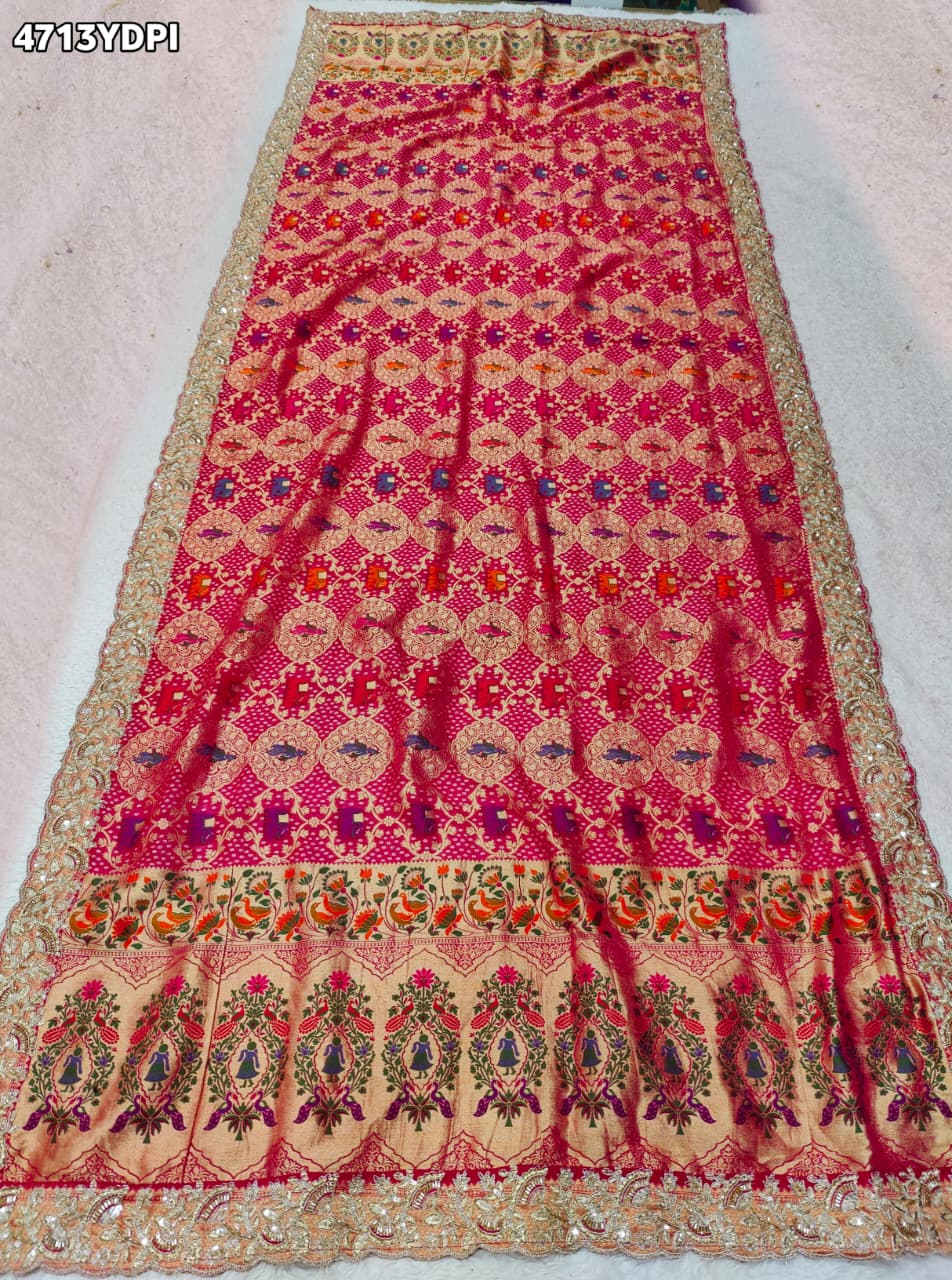 KcPc New Khaddi Georgette Embroidery Heavy Border Work DupattaTUF