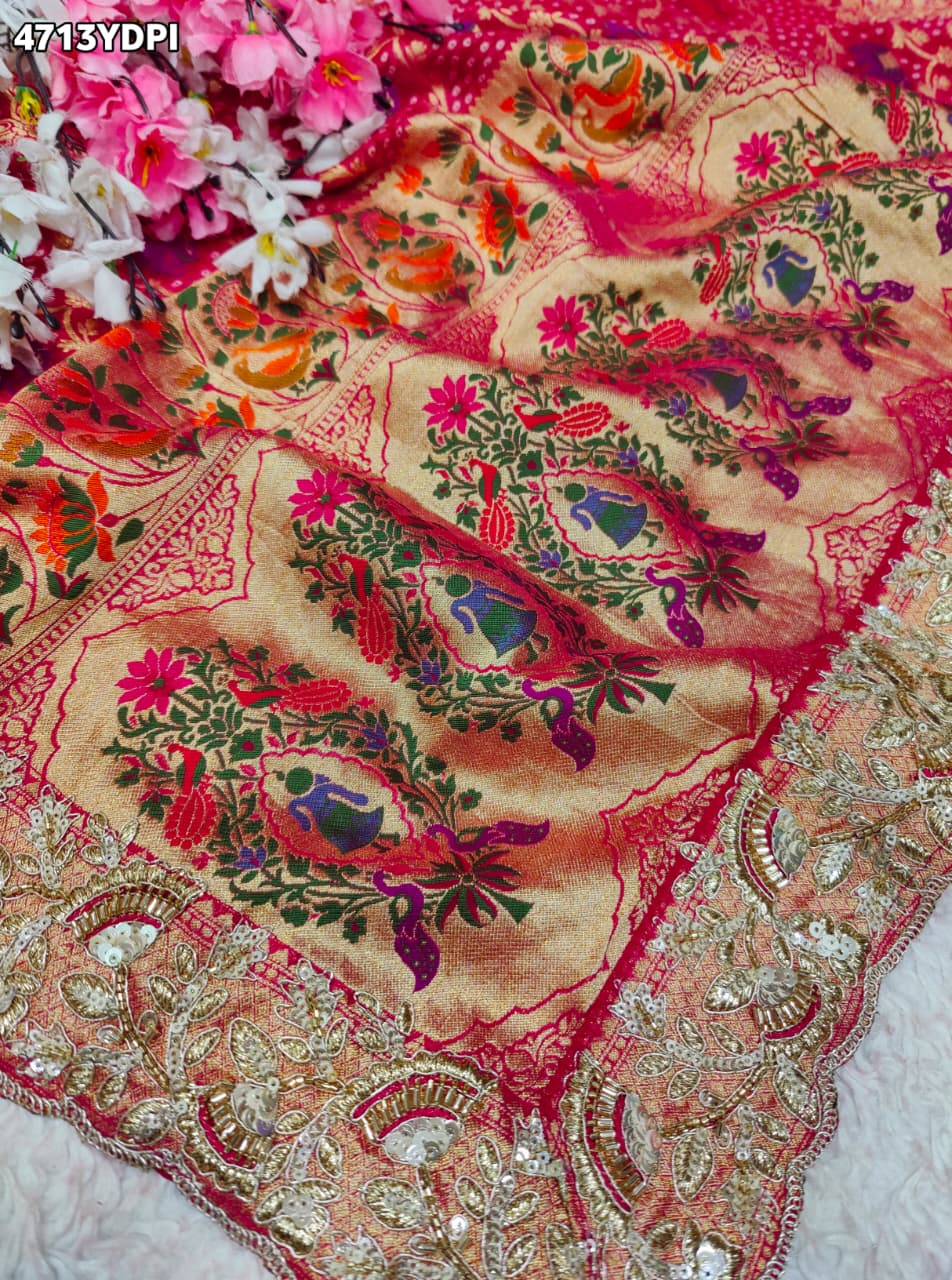 KcPc New Khaddi Georgette Embroidery Heavy Border Work DupattaTUF
