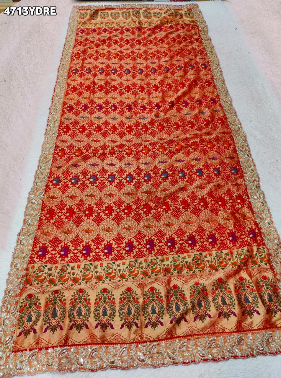 KcPc Letest Khaddi Georgette Embroidery Heavy Border Work DupattaTUF