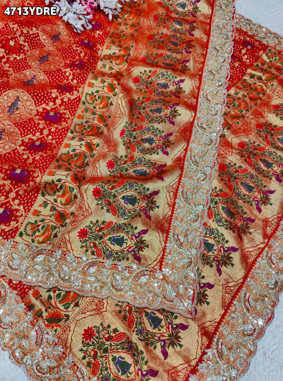 KcPc Letest Khaddi Georgette Embroidery Heavy Border Work DupattaTUF