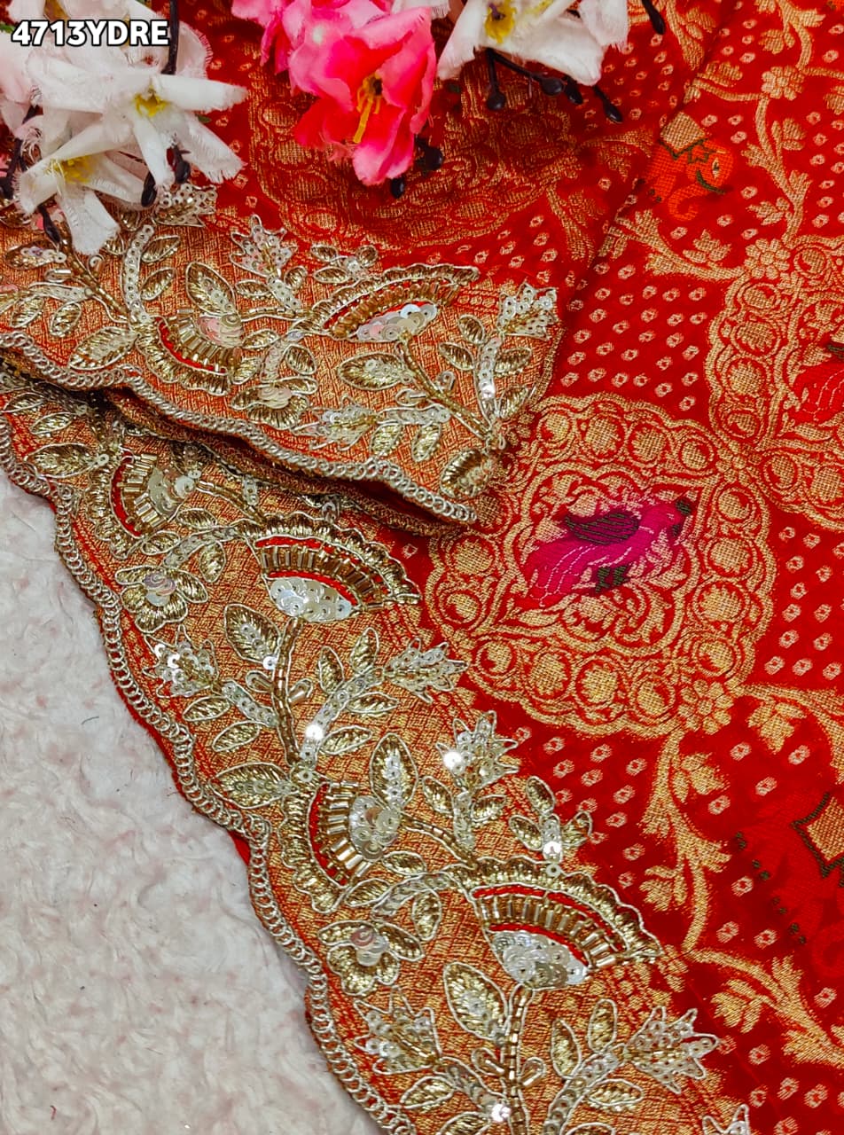 KcPc Letest Khaddi Georgette Embroidery Heavy Border Work DupattaTUF