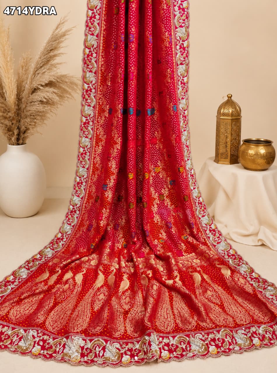 KcPc Letest Khaddi Georgette kalamkari Style With Embroidery Work DupattaTUF