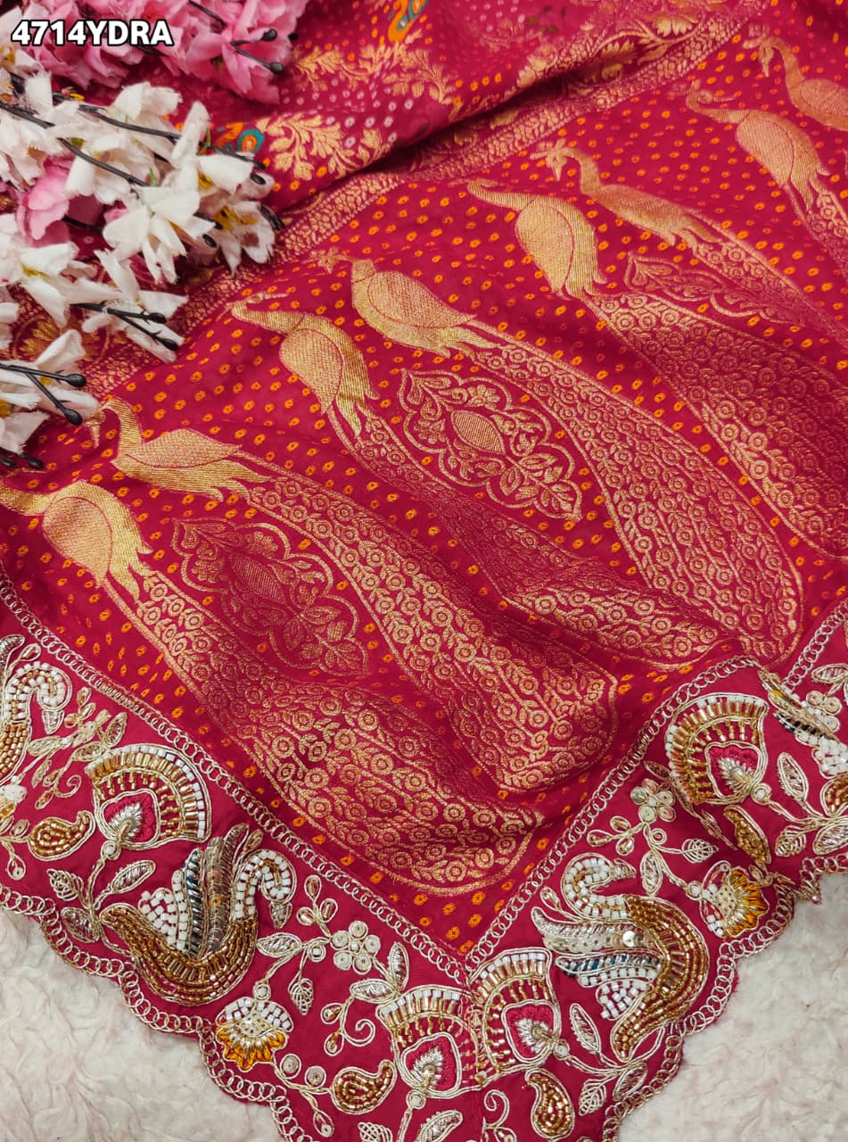 KcPc Letest Khaddi Georgette kalamkari Style With Embroidery Work DupattaTUF