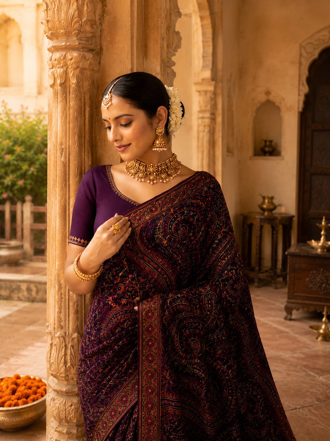 KcPc Premium Kashida Stone Work Sarees for WomenSHD
