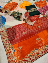 KcPc Premium Georgette Bandhani Festive Wear Sarees KDN