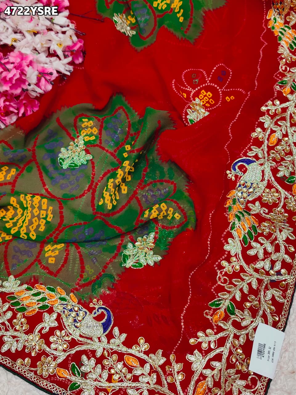 KcPc Georgette Saree with Handcrafted Gotapatti Work KDN
