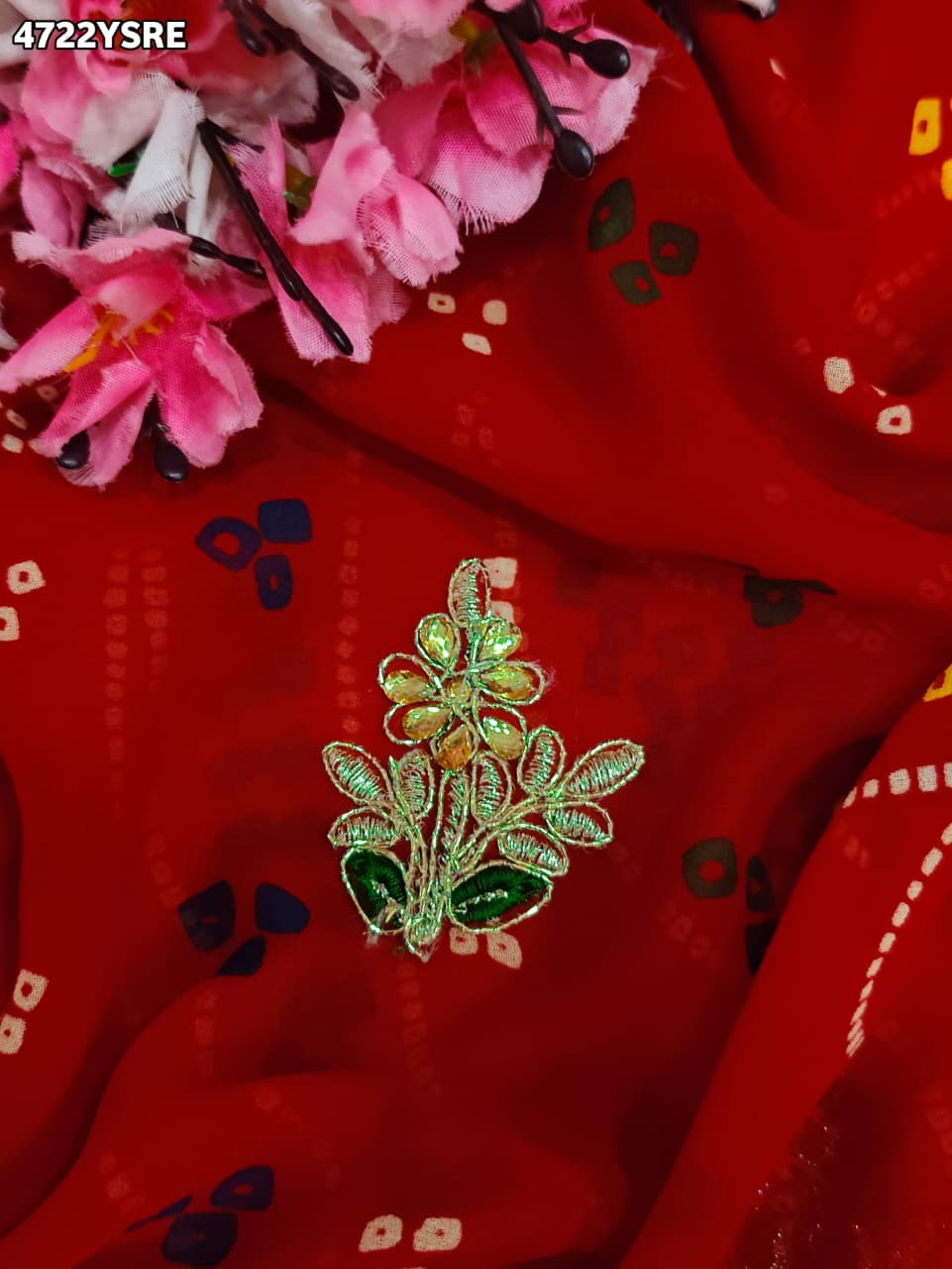 KcPc Georgette Saree with Handcrafted Gotapatti Work KDN