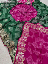 KcPcRoyal Bandhani Saree with Traditional Gotapatti WorkKDN