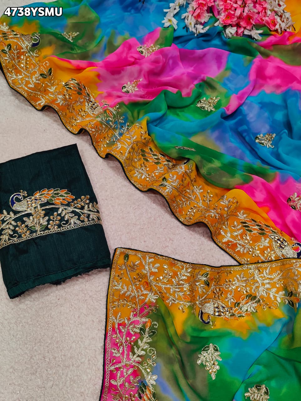 KcPc Premium Georgette Bandhani Festive Wear SareesKDN