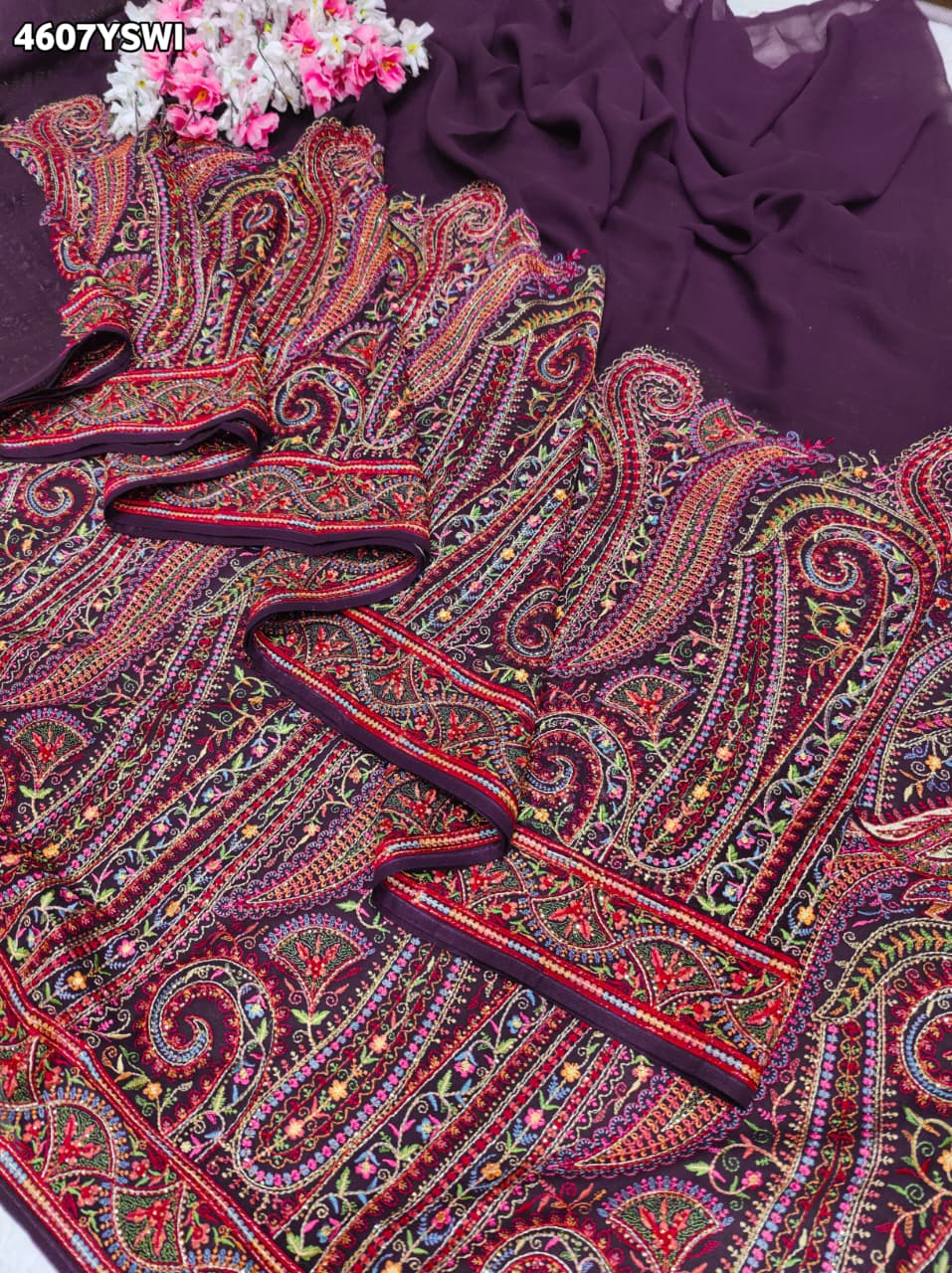 KcPc Premium Kashida Stone Work Sarees for WomenSHD