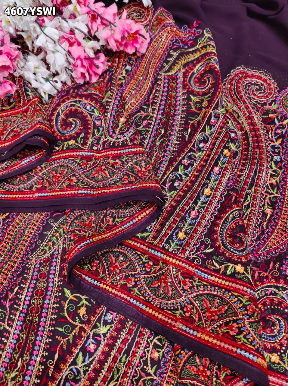 KcPc Premium Kashida Stone Work Sarees for WomenSHD