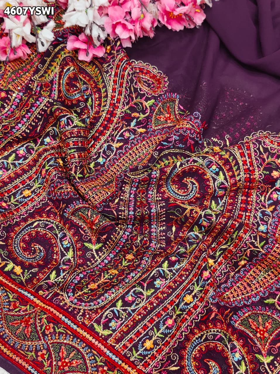 KcPc Premium Kashida Stone Work Sarees for WomenSHD