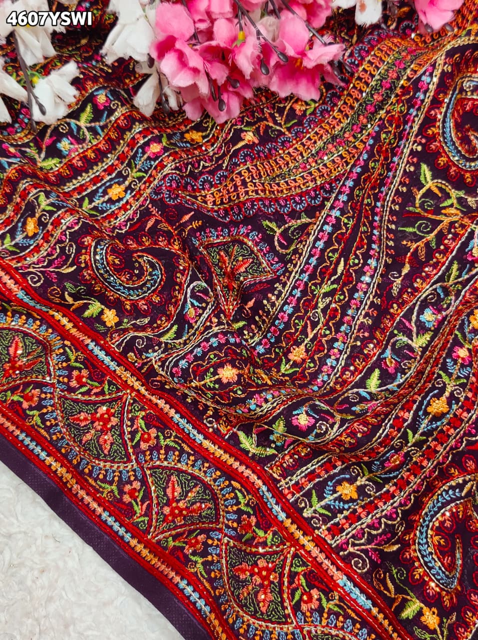 KcPc Premium Kashida Stone Work Sarees for WomenSHD