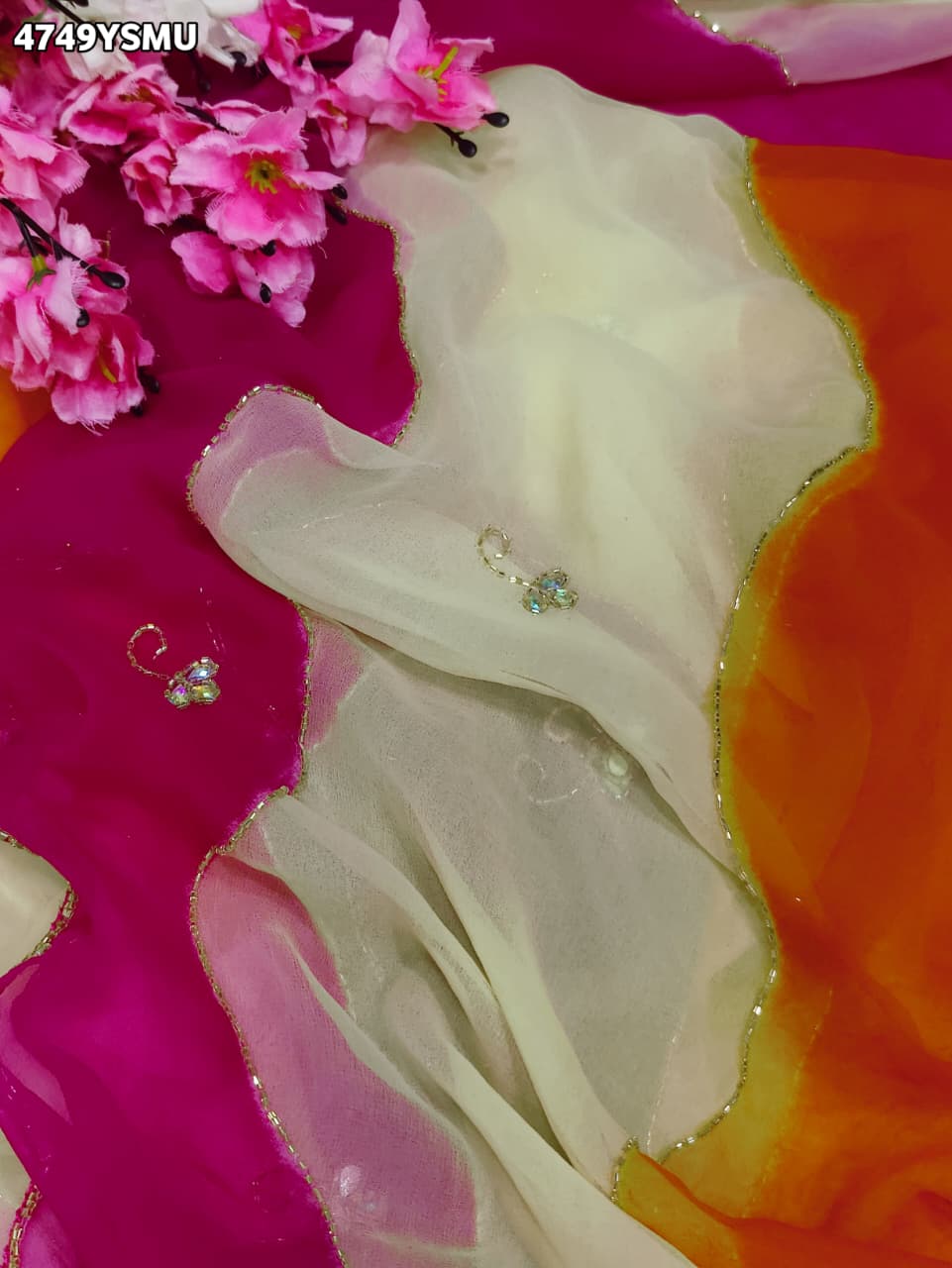 KcPc Premium Chiffon Saree with Cutdana WorkSHCR