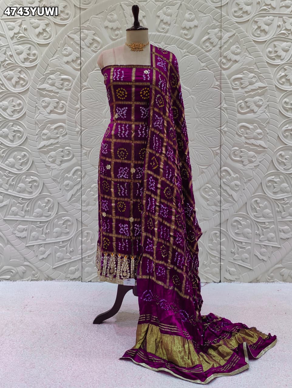 KcPc Premium Gaji Silk Bandhani Suit Set for Festive Wear JITEN