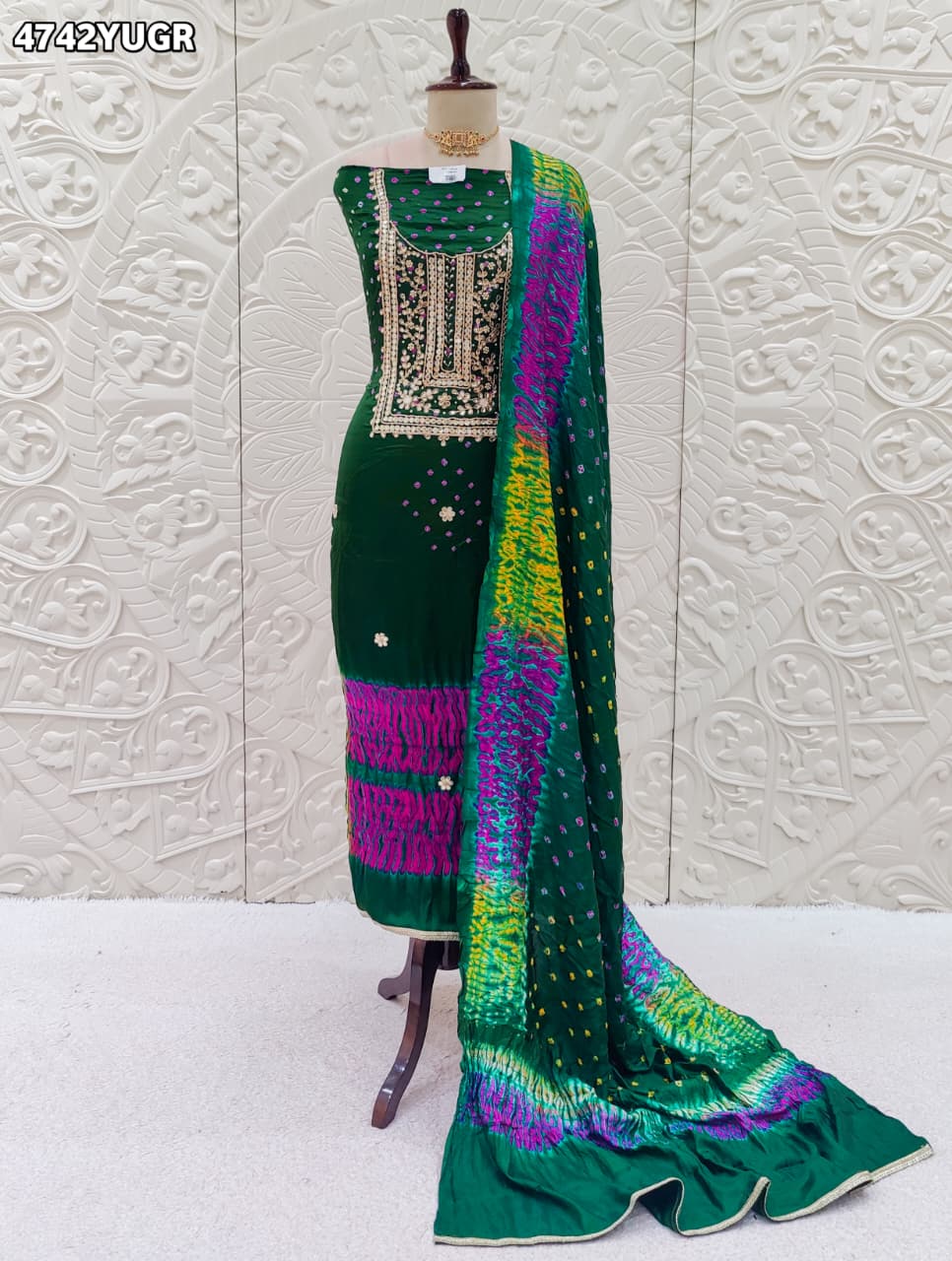 KcPc Traditional Bandhani Modal Silk Suit with DupattaJITEN
