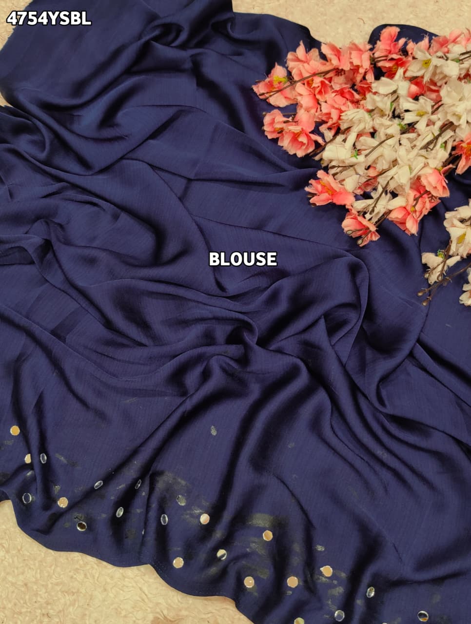 KcPc Premium Silk Ajrakh Saree with Mirror Work STR