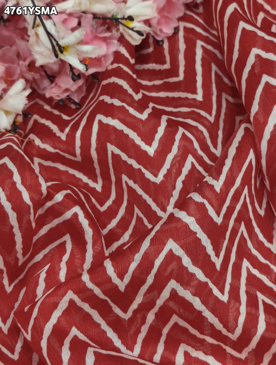 KcPc Premium Cotton Silk Zig Zag Saree with Zari Border STL