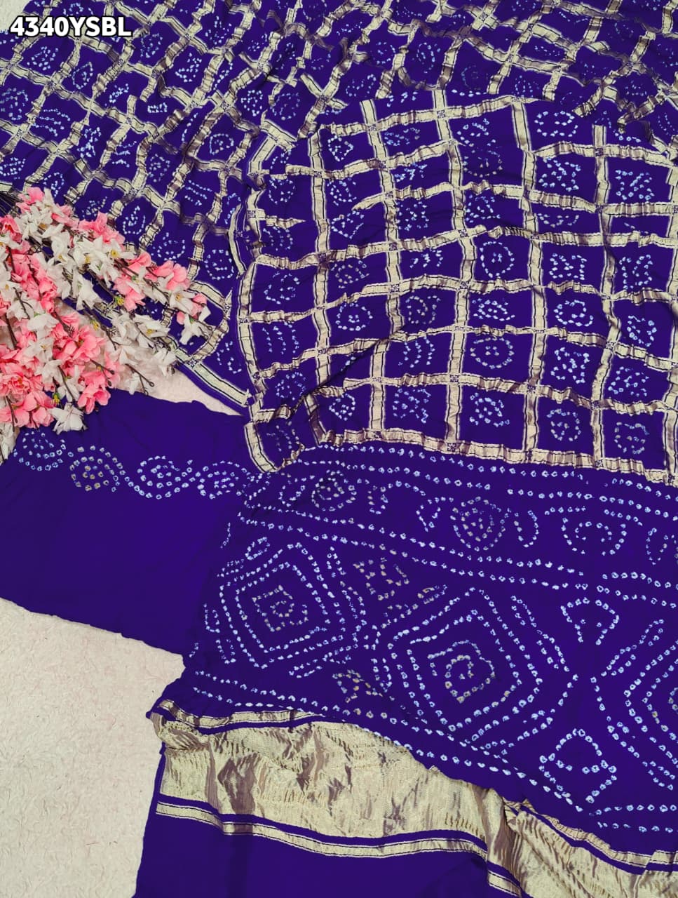KcPc Premium Semi Gaji Silk Bandhani Saree for Women MSC