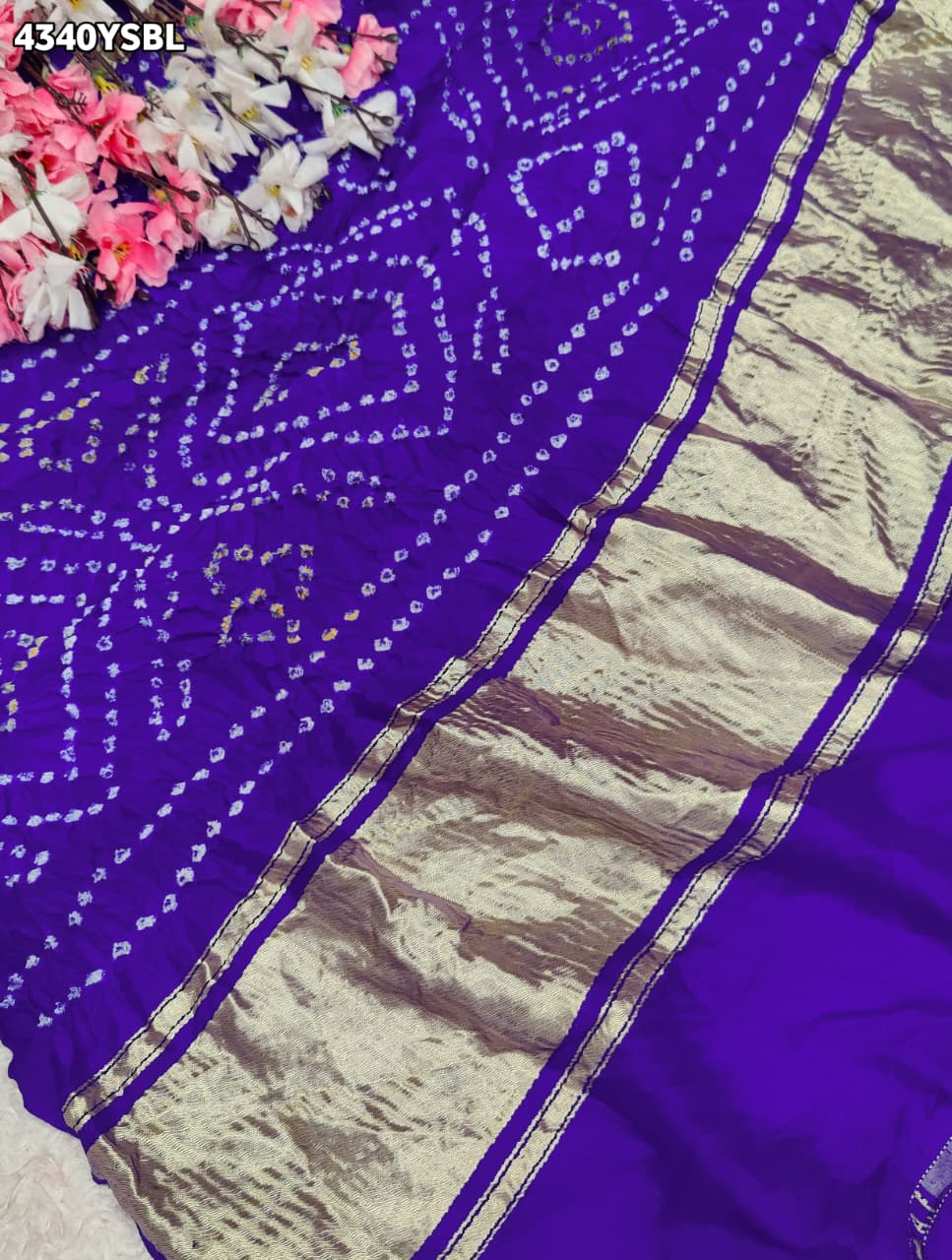 KcPc Premium Semi Gaji Silk Bandhani Saree for Women MSC