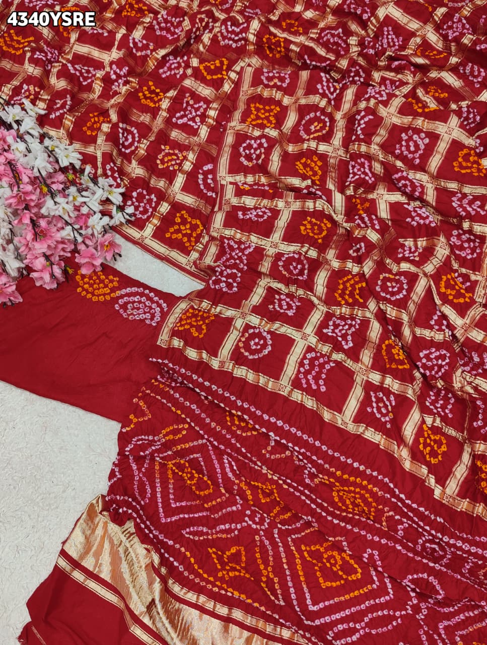 KcPc Premium Bandhani Style Semi Gaji Silk SareeMSC