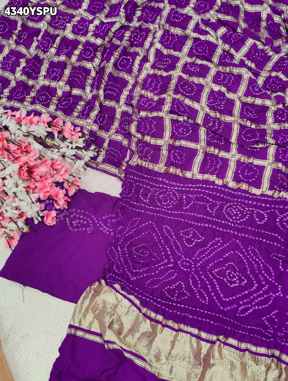 KcPc Royal Semi Gaji Silk Bandhani Saree for Festive WearMSC