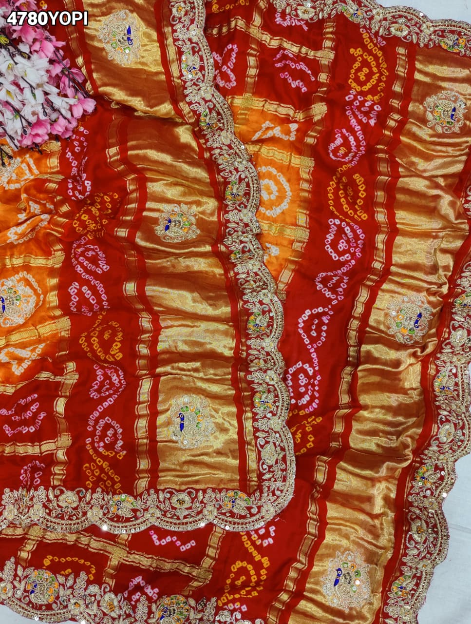 KcPc Royal Gaji Silk Pila Chunri with Zardosi Embroidery MNL