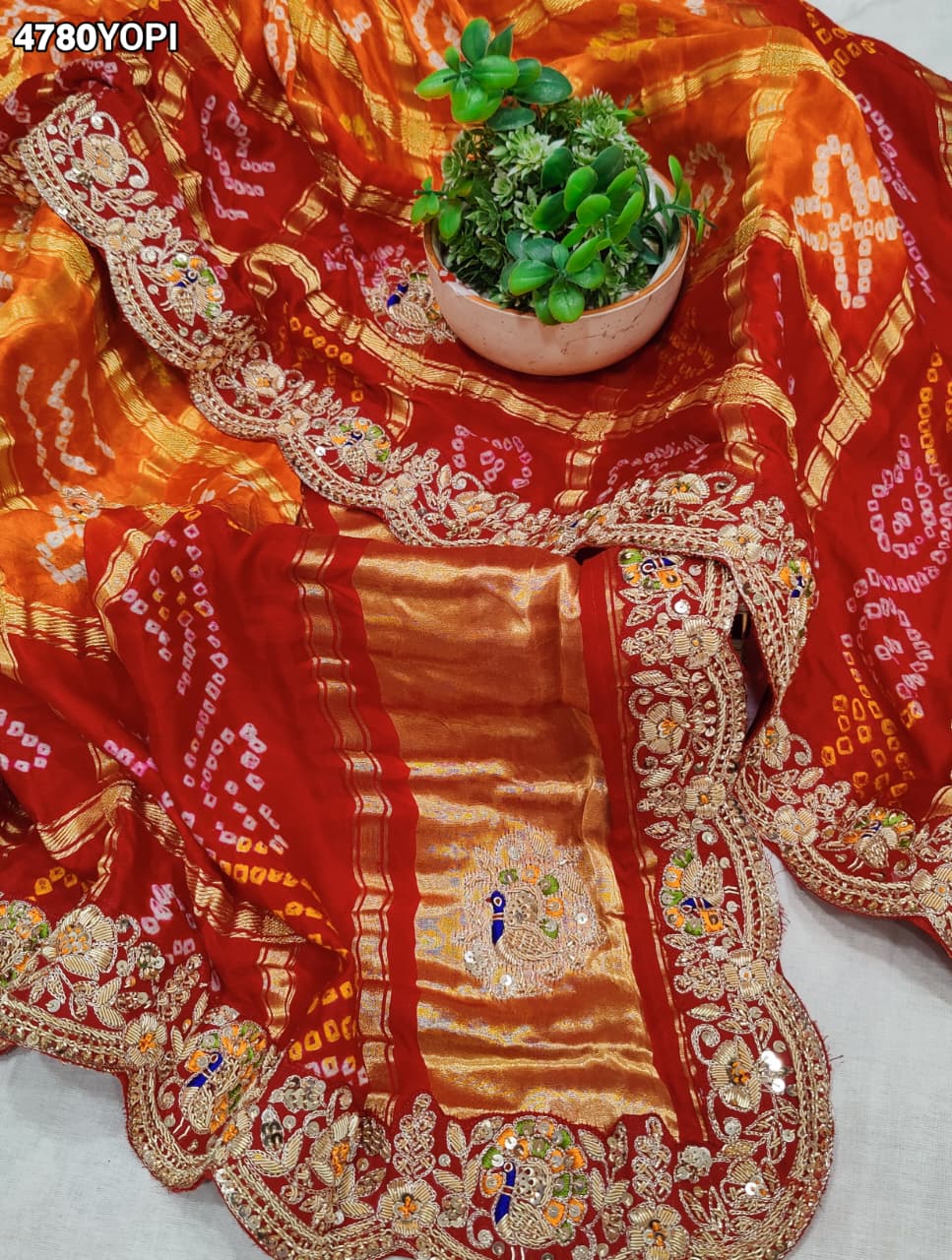 KcPc Royal Gaji Silk Pila Chunri with Zardosi Embroidery MNL