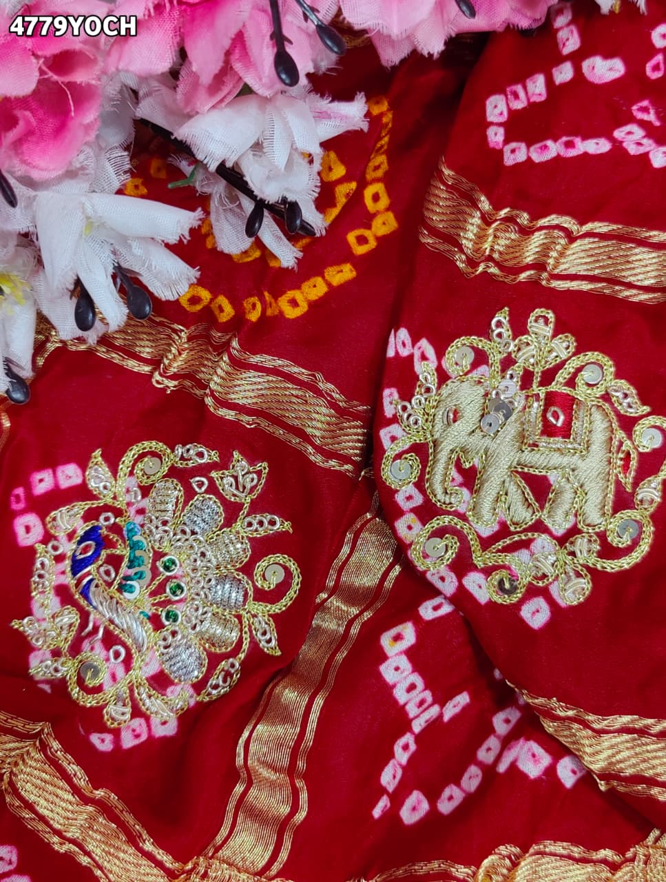 KcPc Traditional Gaji Silk Bandhani Chunri for Women MNL