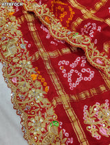 KcPc Premium Gaji Silk Bandhani Pila Chunri with Zardosi Work MNL