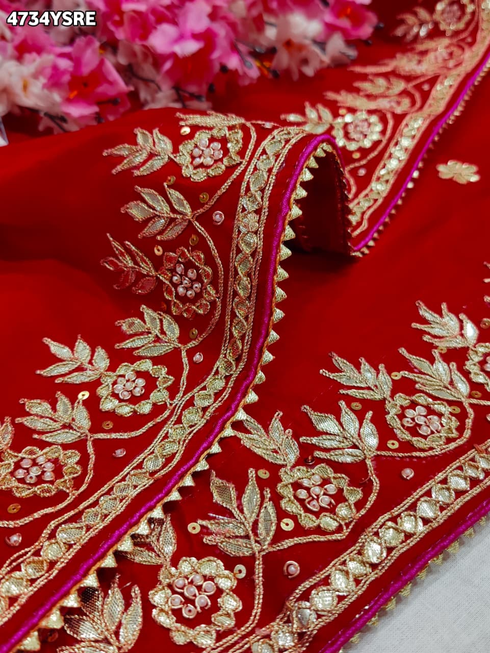 KcPc Premium Bandhani Gaji Silk Saree with Elegant Gota PattiAMT