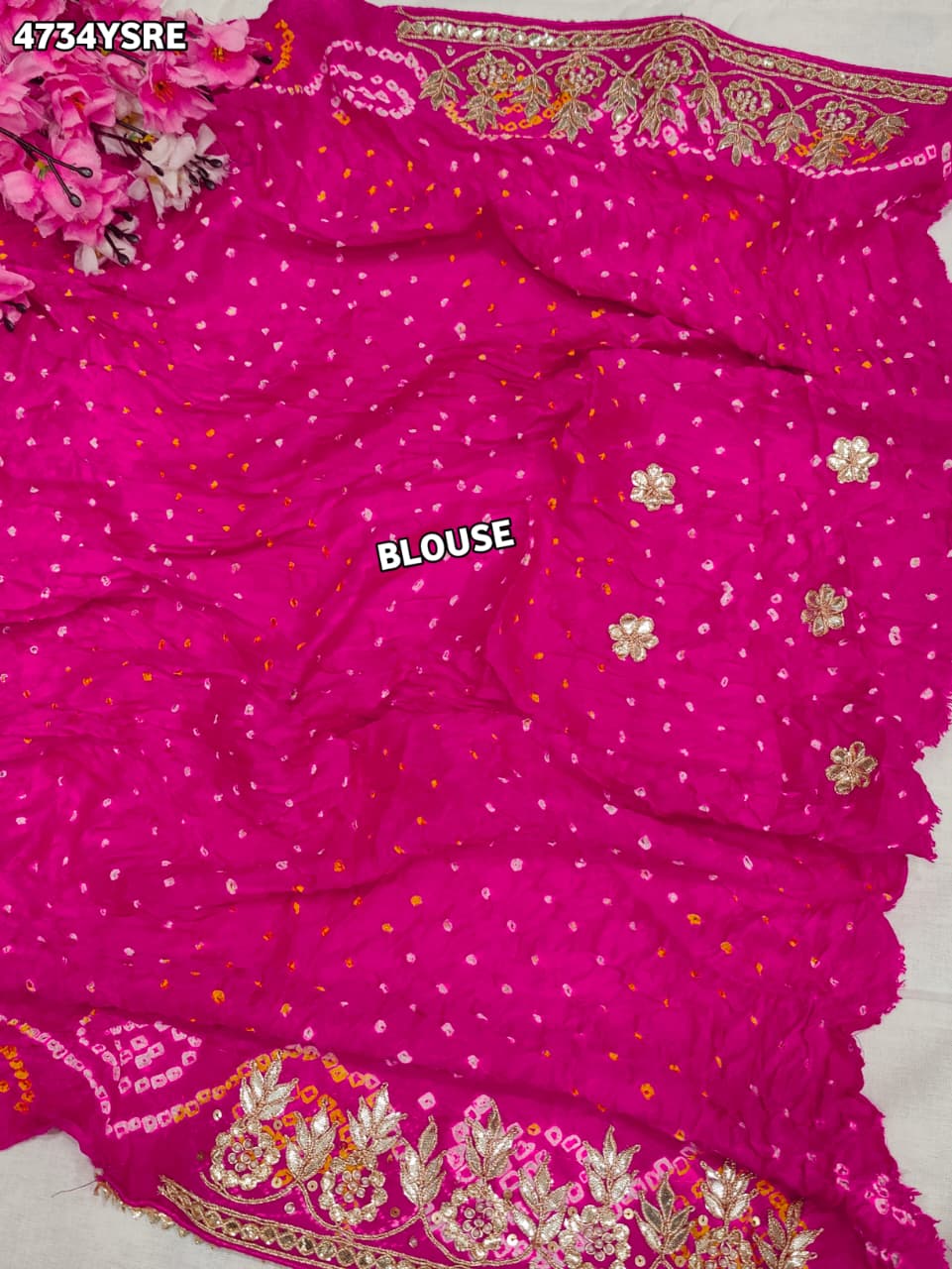 KcPc Premium Bandhani Gaji Silk Saree with Elegant Gota PattiAMT