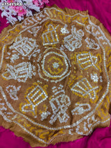 KcPc Designer Gaji Silk Bandhani Saree with Gota Patti AMT