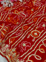 KcPc Designer Gaji Silk Bandhani Saree with Gota Patti AMT