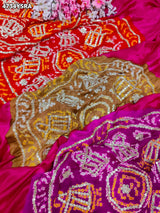 KcPc Designer Gaji Silk Bandhani Saree with Gota Patti AMT