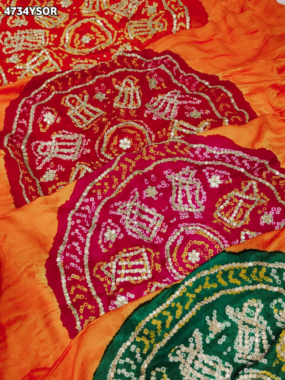 KcPc Premium Gaji Silk Bandhani Saree with Gota Patti WorkAMT