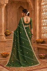 KcPc Luxury Georgette Leheriya Style Saree with Blouse MHS