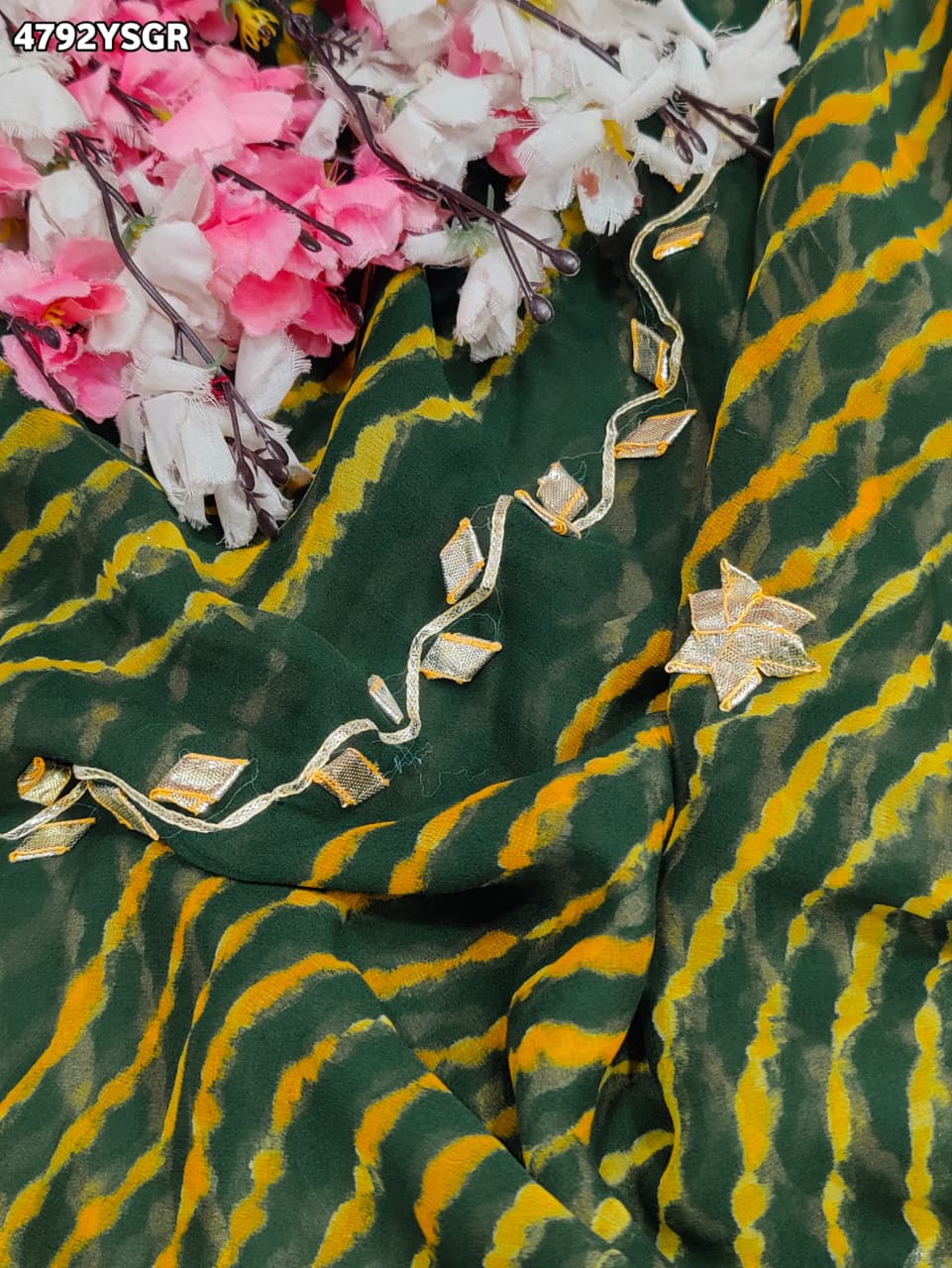 KcPc Luxury Georgette Leheriya Style Saree with Blouse MHS