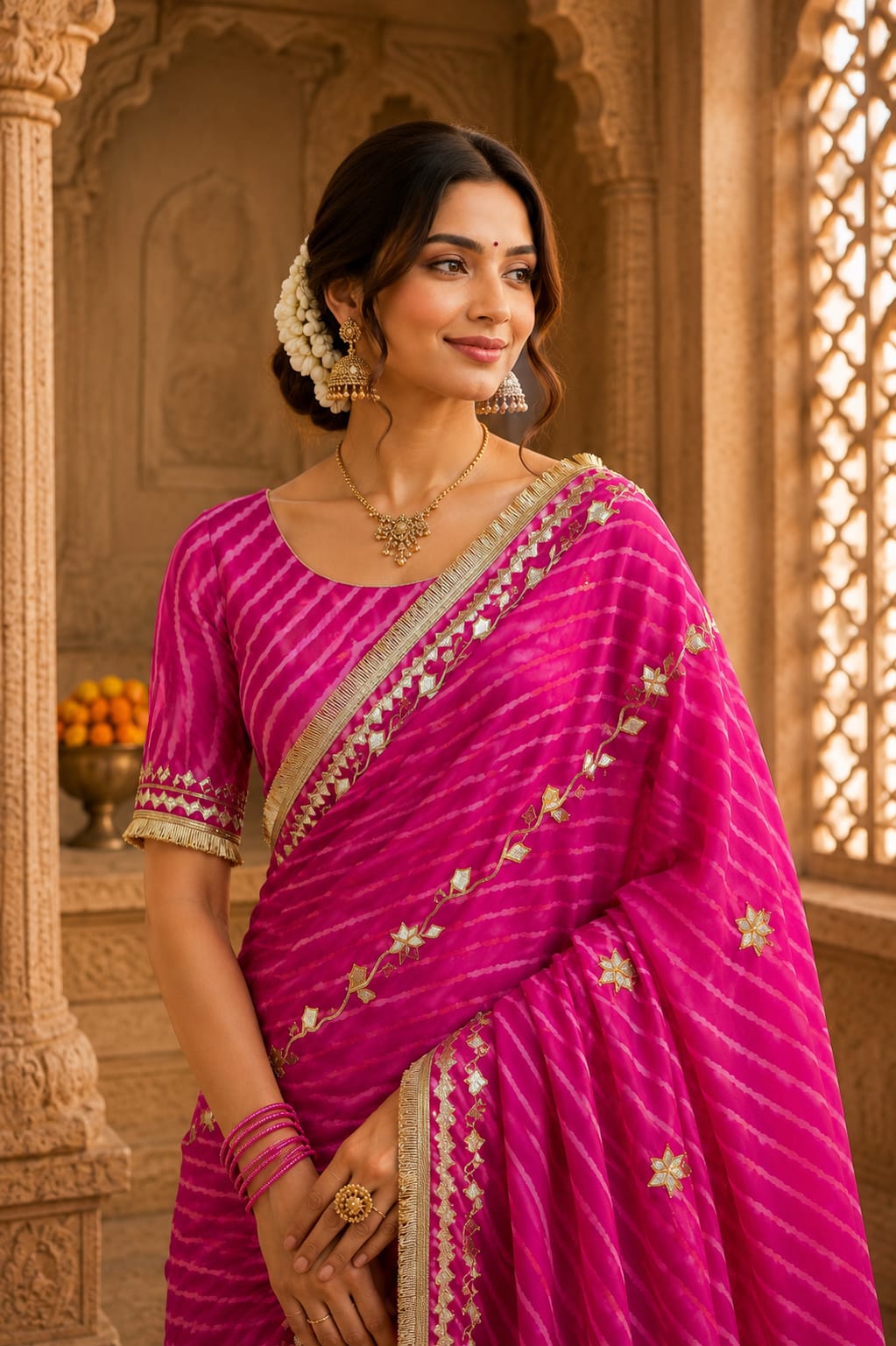 KcPc Traditional Georgette Leheriya Saree for Women MHS