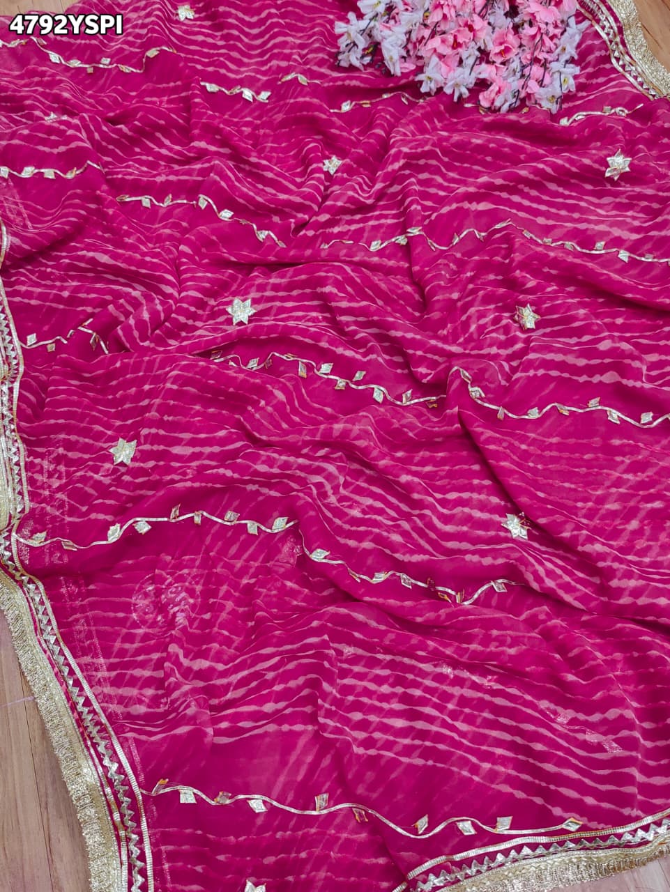 KcPc Traditional Georgette Leheriya Saree for Women MHS