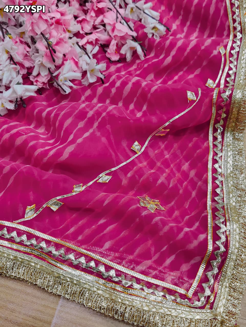 KcPc Traditional Georgette Leheriya Saree for Women MHS