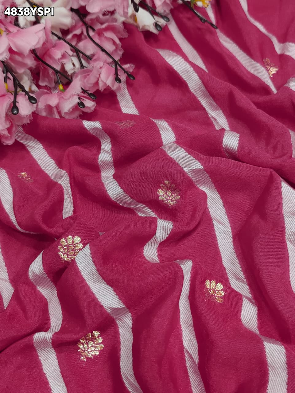 KcPc Traditional Upada Silk Leheriya Saree with Blouse PSP