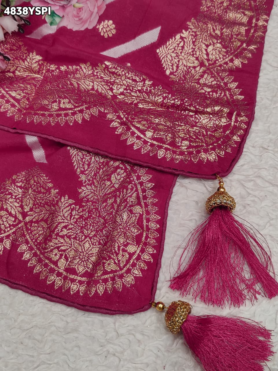KcPc Traditional Upada Silk Leheriya Saree with Blouse PSP