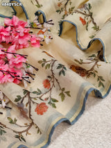 KcPc Designer Cotton Silk Kalamkari Saree with Stone WorkGAN