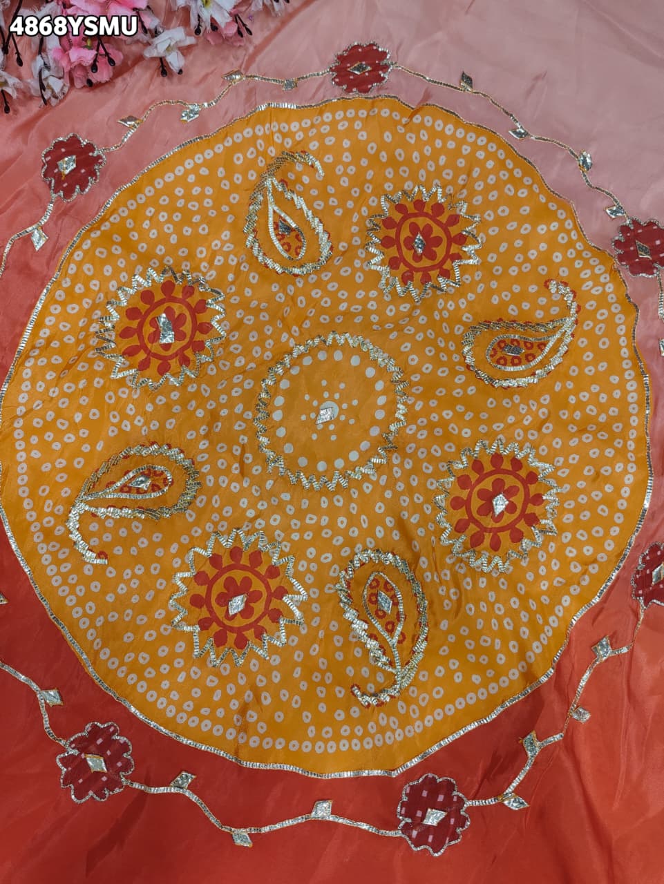 KcPc Premium HO Silk Bandhani Saree with Gotapatti WorkGAN