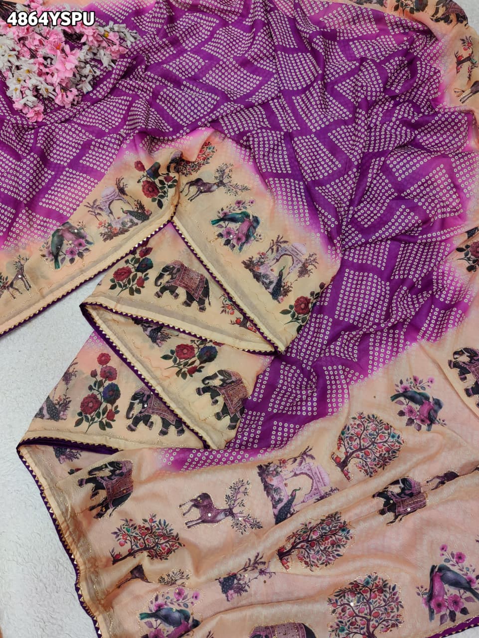 KcPc Traditional Georgette Kalamkari Saree for Women GAN