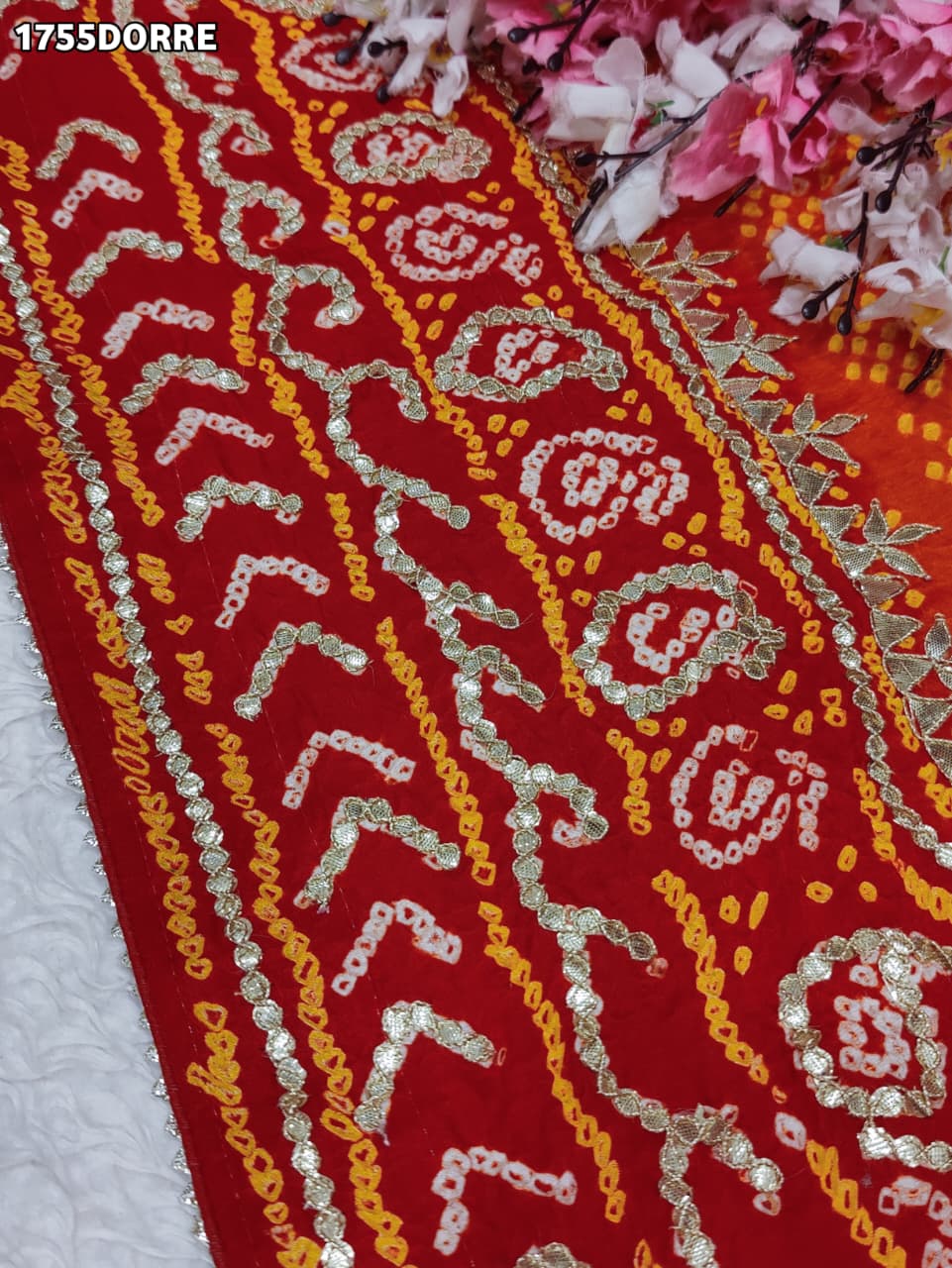 KcPc Pure Gaji Silk Bandhani Dupatta with Gota Patti WorkAMT