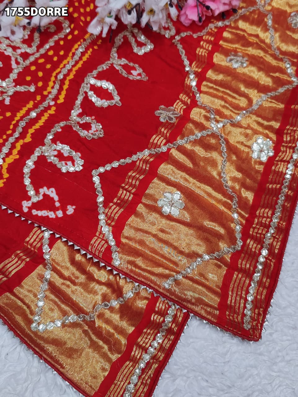 KcPc Pure Gaji Silk Bandhani Dupatta with Gota Patti WorkAMT
